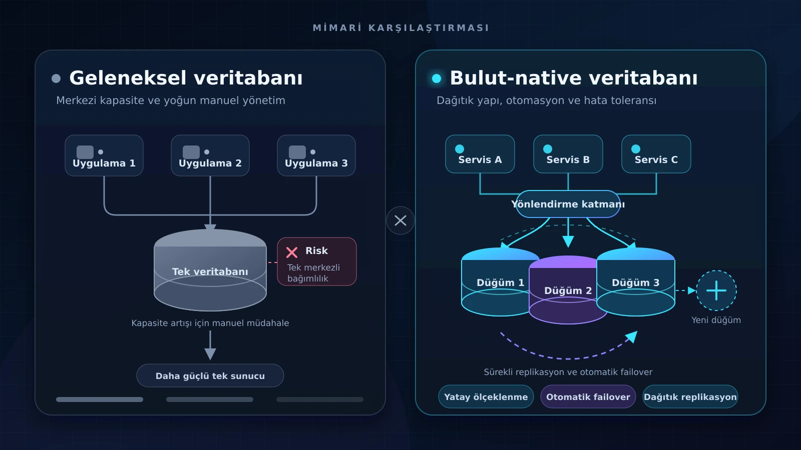 Geleneksel ve bulut-native veritabanı karşılaştırması
